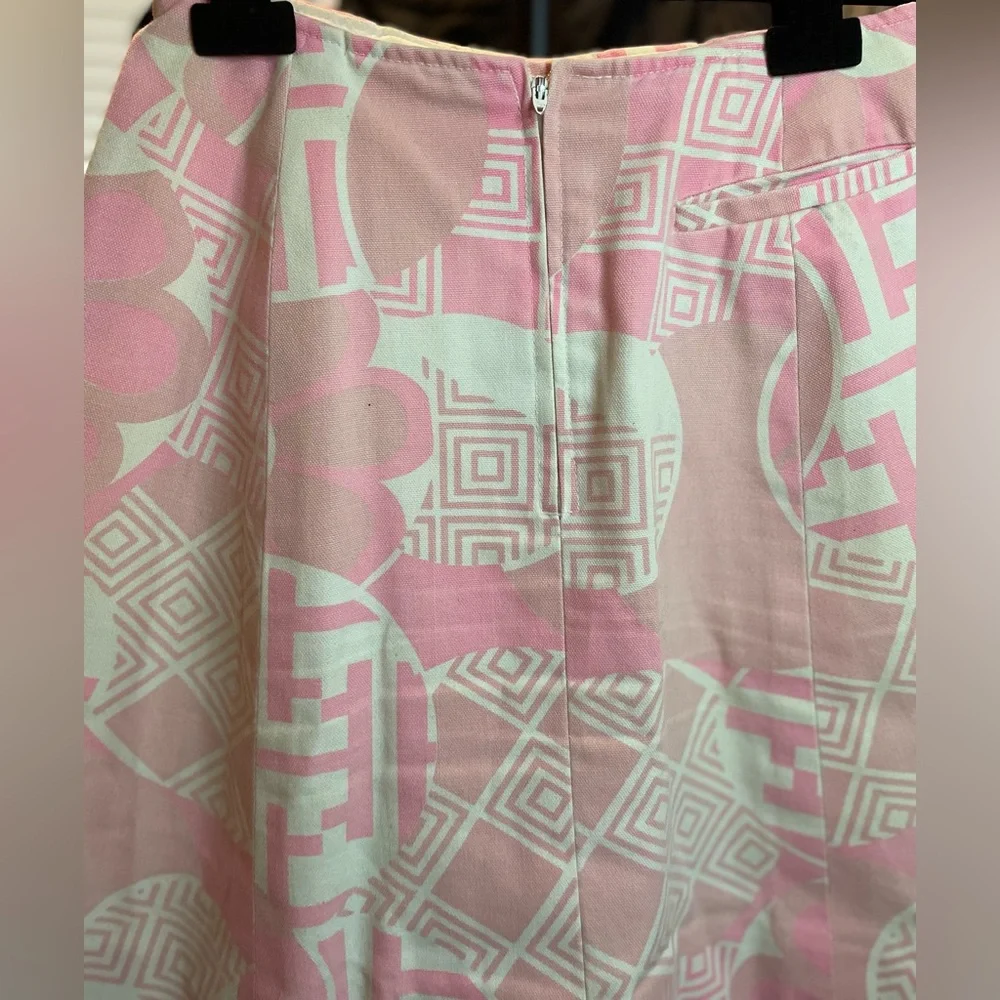 VTG Pink Floral Geometric A-Line Mini Skirt Gordon of Philadelphia - Picture 4 of 10